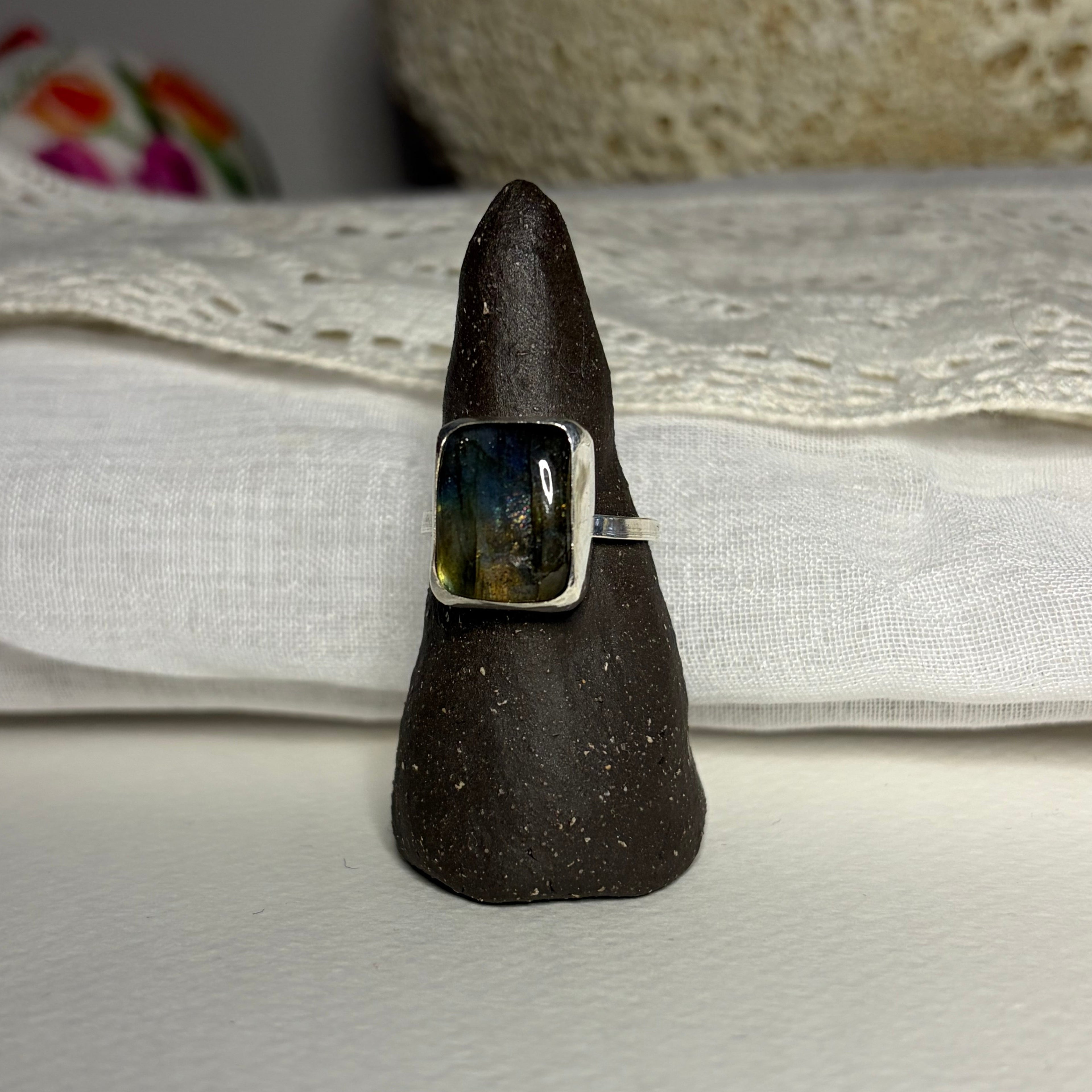 Labradorite Chunky Ring | Size 8.75 / Size R