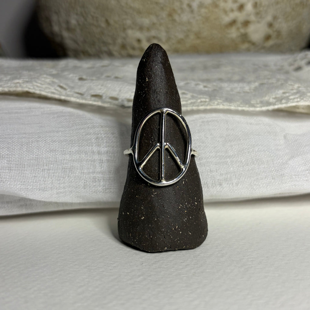 Peace Sign Silver Ring | Size 10.75 / Size V
