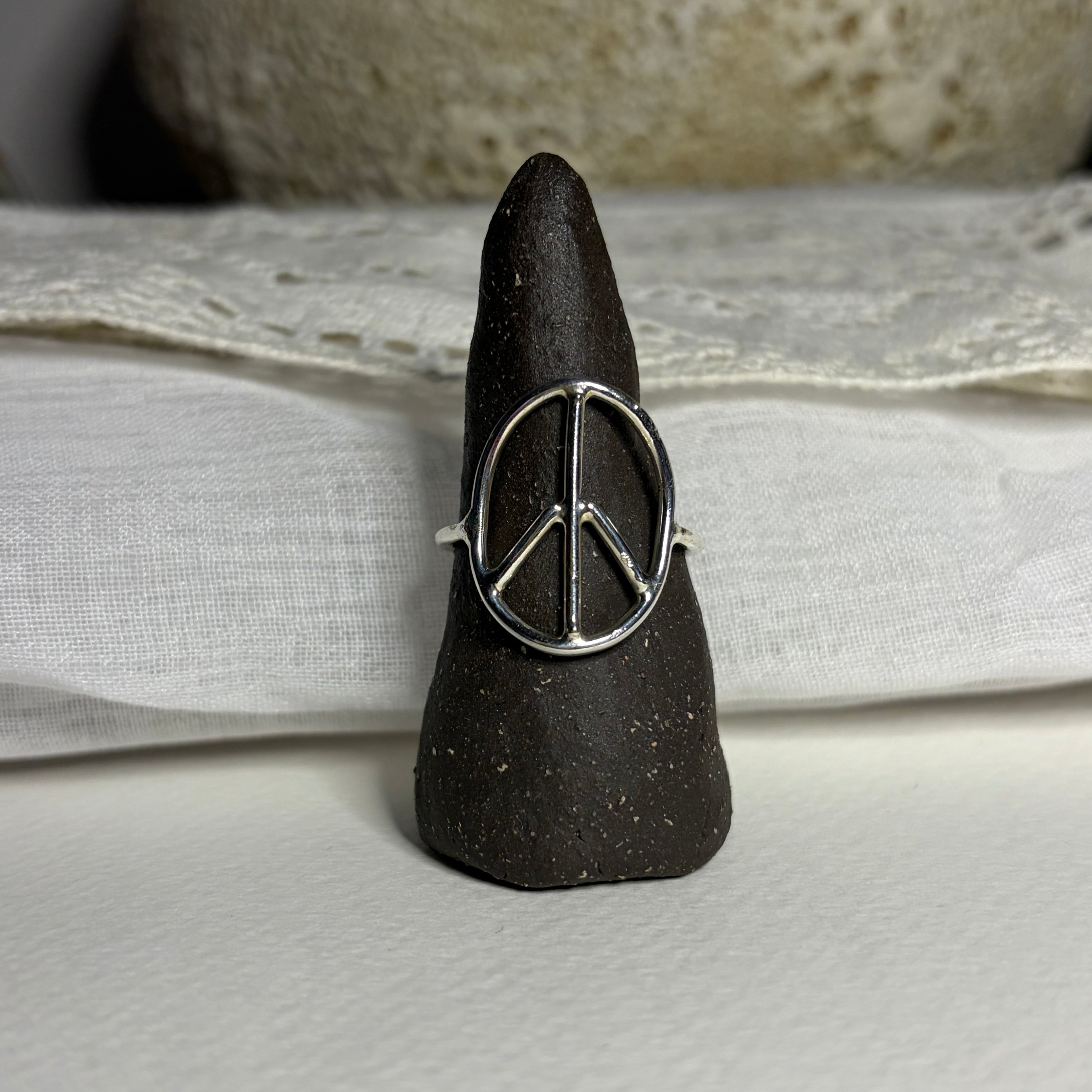 Peace Sign Silver Ring | Size 10.75 / Size V