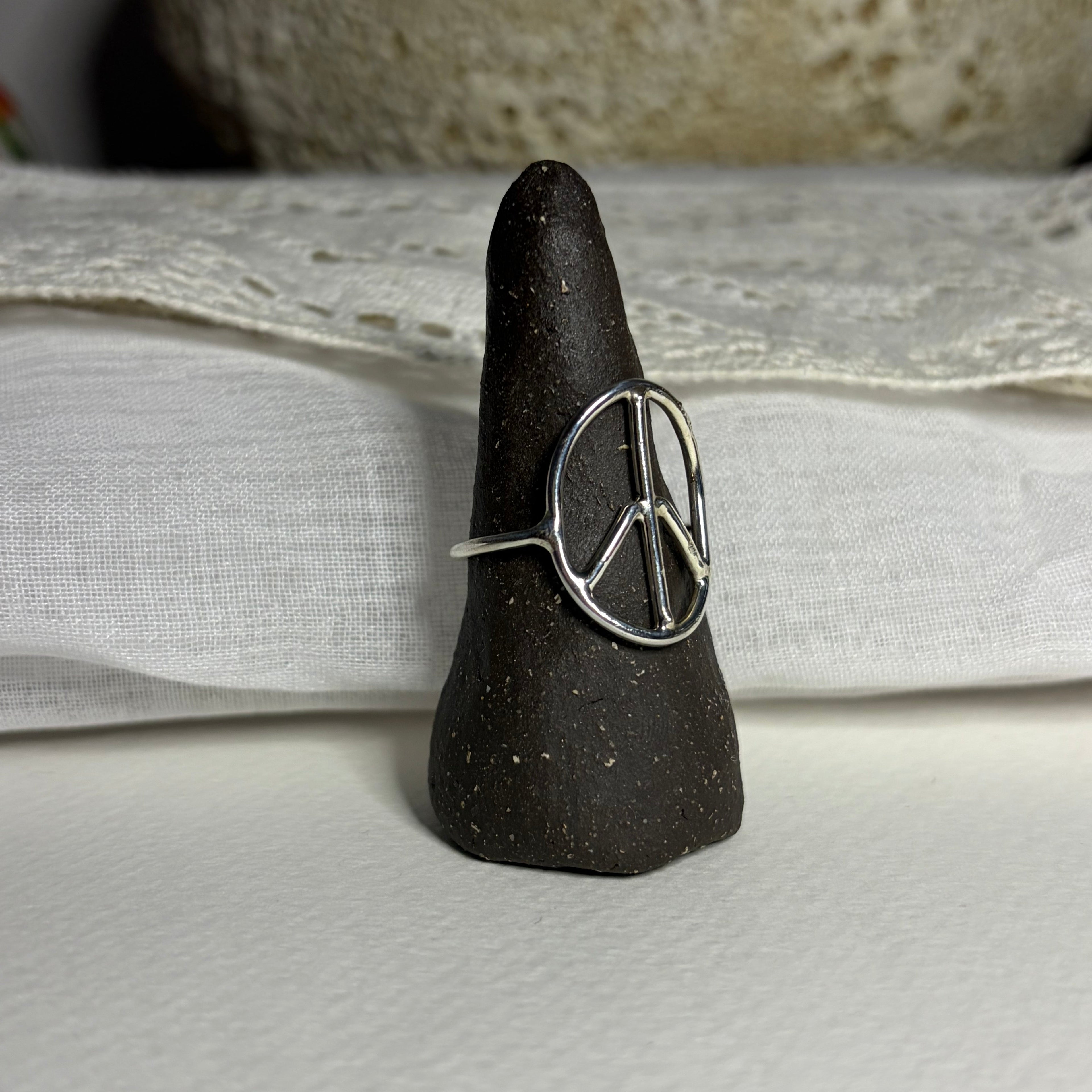 Peace Sign Silver Ring | Size 10.75 / Size V