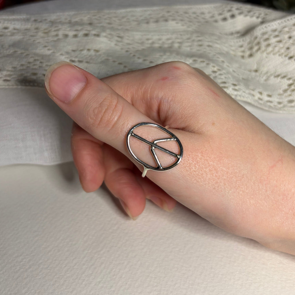 Peace Sign Silver Ring | Size 10.75 / Size V