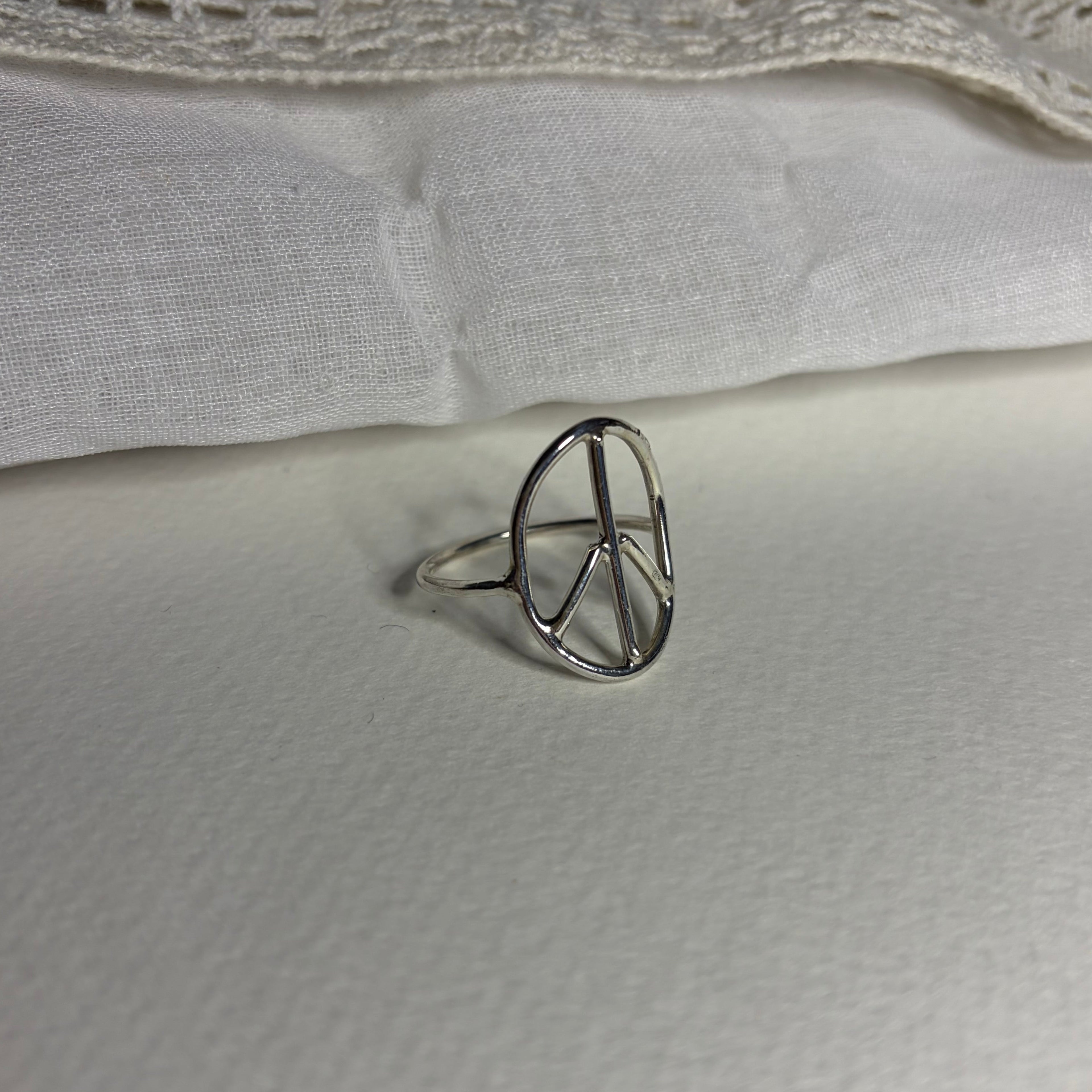 Peace Sign Silver Ring | Size 10.75 / Size V