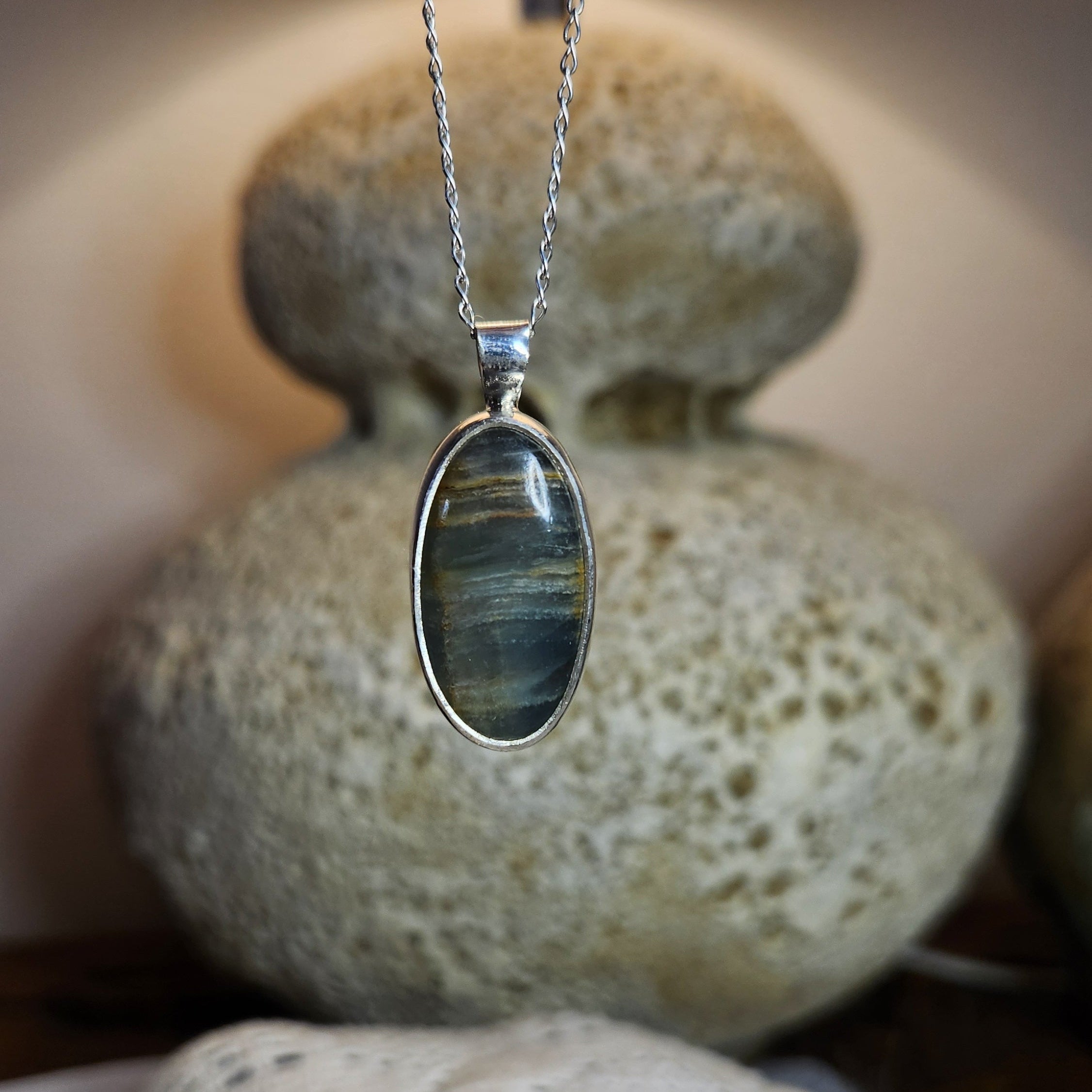 Banded Calcite Necklace Pendant